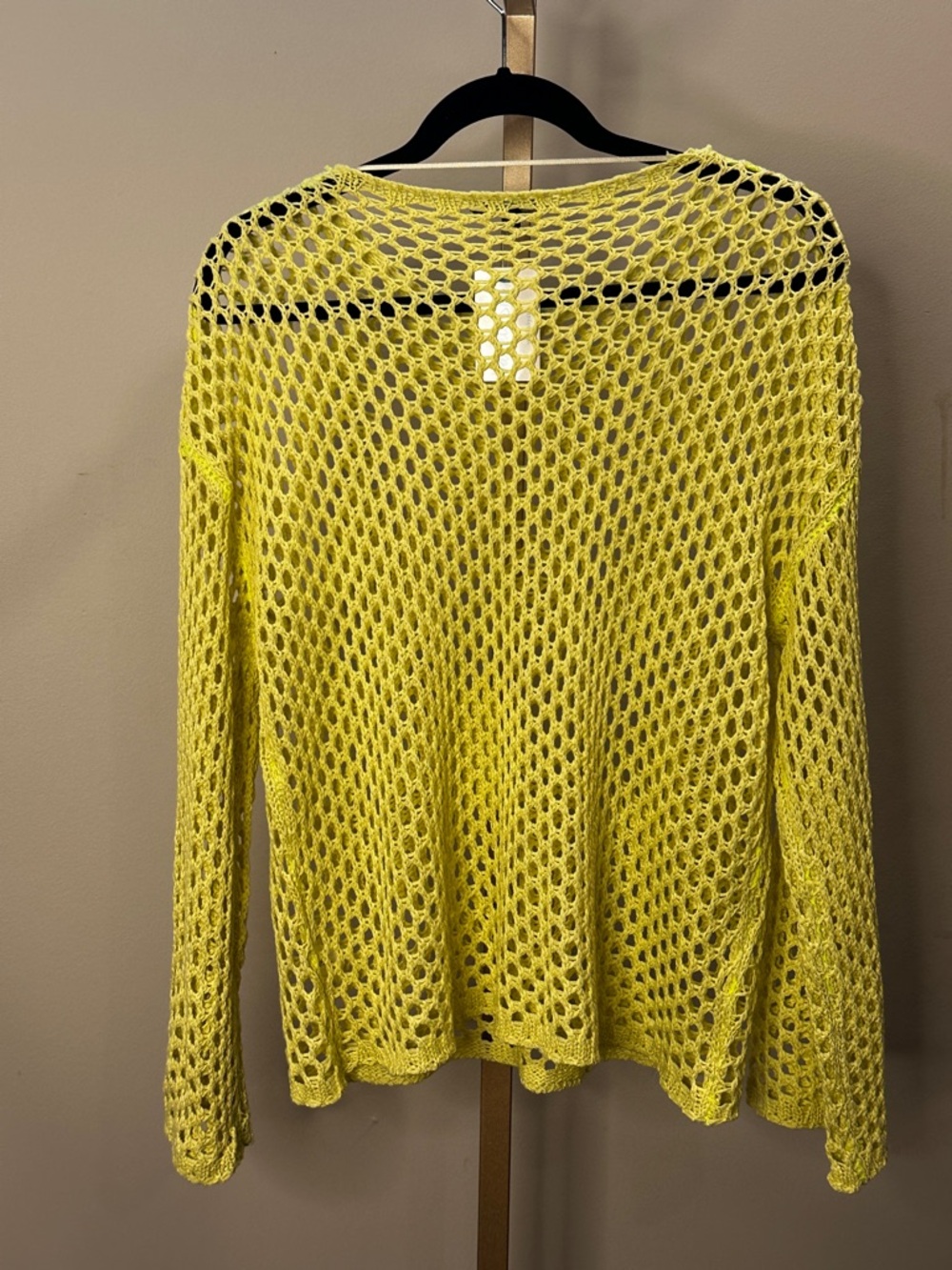 Papermoon Neon Yellow Open-Knit Long Sleeve Top - Picture 3 of 4